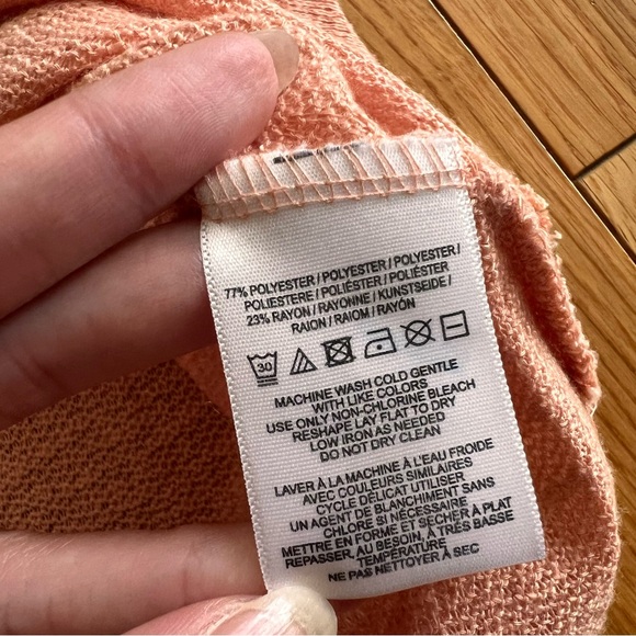 Free People FP Beach Nani Top Marled Peach Orange Rolled Sleeve Slouchy Large - Picture 6 of 7